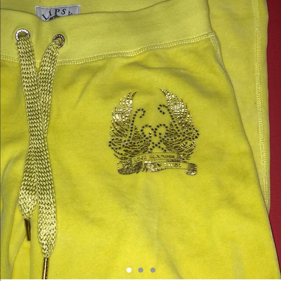 BRIGHT YELLOW VELOUR TRACK PANTS - Picture 1 of 3